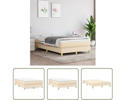 vidaXL Bed Frame - Boxspring Frame - Bedframe zonder matras 120x200 cm stof crèmekleurig - Tweepersoonsbed - Creme Kleur - Stoffen Bed