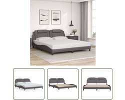 vidaXL Bed Frame - Slaapcomfort - Bedframe Viana zonder matras kunstleer grijs 180x200 cm - Boxspring - Hoofdbord - Kunstleder