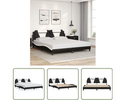 vidaXL Bed Frame - Slaapcomfort - Bedframe Viana zonder matras kunstleer zwart en wit 180x200 cm - Boxspring - Hoofdbord - Design Bed