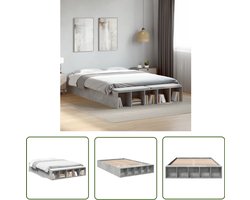vidaXL Bed Frame - Slaapkamers - Bedframe bewerkt hout betongrijs 160x200 cm - Houten Bed - Beton Grijs - Opbergbed