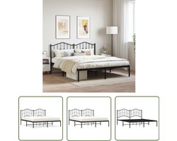 vidaXL Bed Frame - Slaapkamers - Bedframe met hoofdbord metaal zwart 160x200 cm - Boxspring - Tweepersoonsbed - Staal Bed