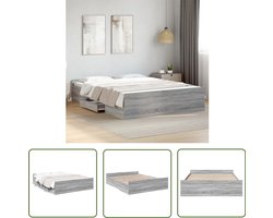 vidaXL Bed Frame - Slaapkamers - Bedframe met lades bewerkt hout grijs sonoma eiken 140x200 cm - Houten Bed - Grijze Bed - Boxspring