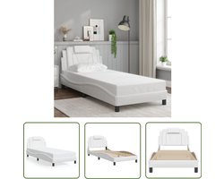 vidaXL Bed Frame - Slaapkamers - Bedframe Viana zonder matras kunstleer wit 90x200 cm - Kunstleder Bed - Witte Bedbank - Boxspring