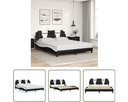vidaXL Bed Frame - Slaapkamers - Bedframe Viana zonder matras kunstleer zwart en wit 160x200 cm - Boxspring - Hoofdbord - Design Bed