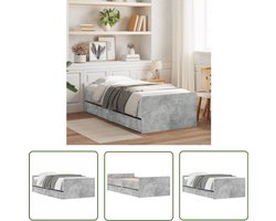 vidaXL Bed Frame - Slaapkamersdecoratie - Bedframe met lades betongrijs 75x190 cm Small Single - Smal Single Bed - Houten Bed - Betonnen Grijs