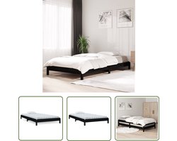 vidaXL Bed Frame - Stapeleffect - Bed stapelbaar 80x200 cm massief grenenhout zwart - Hout Bed - Grenenhouten Bed - Zwart Bed