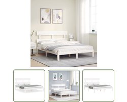 vidaXL Bed Frame Wit - Massief Grenenhout Bed Frame - Bedframe zonder matras massief grenenhout wit 160x200 cm - Bed Frame 160x200 - Hoofdbord - Slatted Base