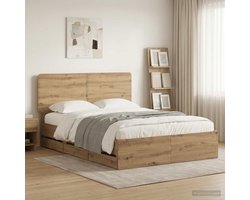 vidaXL - Bed - Frame - with - Storage - and - Headboard - Artisan - Oak - 120 - x - 200 - cm