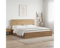 vidaXL - Bed - Frame - with - Storage - and - Headboard - Artisan - Oak - 180 - x - 200 - cm