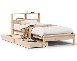 vidaXL - Bed - met - boekenkast - zonder - matras - massief - grenenhout - 75x190 - cm