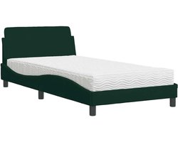 vidaXL - Bed - met - matras - "Dover" - fluweel - donkergroen - 100x200 - cm