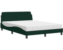 vidaXL - Bed - met - matras - "Dover" - fluweel - donkergroen - 120x200 - cm
