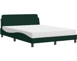 vidaXL - Bed - met - matras - "Dover" - fluweel - donkergroen - 140x190 - cm