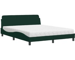 vidaXL - Bed - met - matras - "Dover" - fluweel - donkergroen - 160x200 - cm