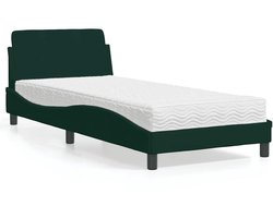 vidaXL - Bed - met - matras - "Dover" - fluweel - donkergroen - 90x190 - cm