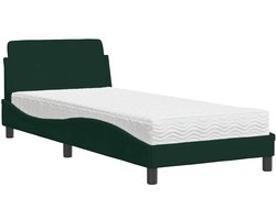 vidaXL - Bed - met - matras - "Dover" - fluweel - donkergroen - 90x200 - cm