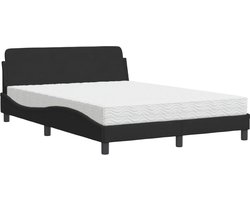 vidaXL - Bed - met - matras - "Dover" - fluweel - zwart - 140x190 - cm