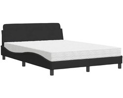 vidaXL - Bed - met - matras - "Dover" - fluweel - zwart - 140x200 - cm