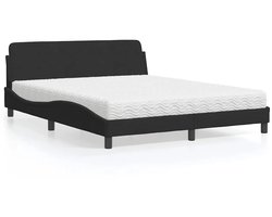 vidaXL - Bed - met - matras - "Dover" - fluweel - zwart - 160x200 - cm