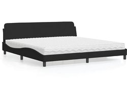 vidaXL - Bed - met - matras - "Dover" - fluweel - zwart - 200x200 - cm
