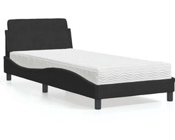 vidaXL - Bed - met - matras - "Dover" - fluweel - zwart - 80x200 - cm