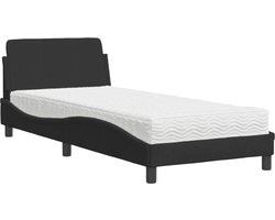 vidaXL - Bed - met - matras - "Dover" - fluweel - zwart - 90x200 - cm