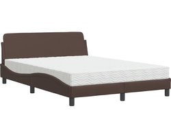 vidaXL - Bed - met - matras - "Dover" - kunstleer - bruin - 140x190 - cm