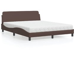 vidaXL - Bed - met - matras - "Dover" - kunstleer - bruin - 160x200 - cm