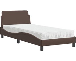vidaXL - Bed - met - matras - "Dover" - kunstleer - bruin - 90x200 - cm