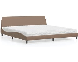 vidaXL - Bed - met - matras - "Dover" - kunstleer - cappuccinokleurig - 200x200 - cm