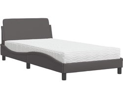 vidaXL - Bed - met - matras - "Dover" - kunstleer - grijs - 100x200 - cm
