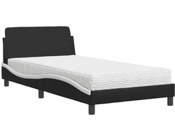 vidaXL - Bed - met - matras - "Dover" - kunstleer - zwart - en - wit - 100x200 - cm