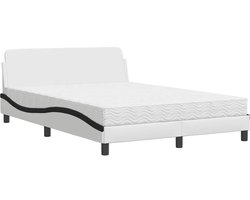 vidaXL - Bed - met - matras - "Dover" - kunstleer - zwart - en - wit - 120x200 - cm