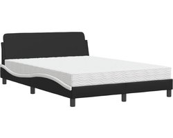 vidaXL - Bed - met - matras - "Dover" - kunstleer - zwart - en - wit - 140x190 - cm