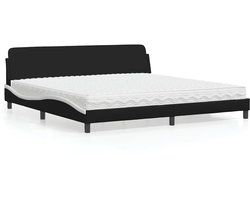 vidaXL - Bed - met - matras - "Dover" - kunstleer - zwart - en - wit - 200x200 - cm
