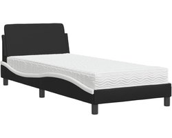 vidaXL - Bed - met - matras - "Dover" - kunstleer - zwart - en - wit - 90x190 - cm