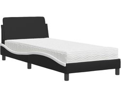 vidaXL - Bed - met - matras - "Dover" - kunstleer - zwart - en - wit - 90x200 - cm