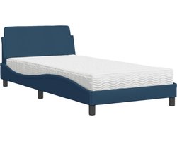 vidaXL - Bed - met - matras - "Dover" - stof - blauw - 100x200 - cm