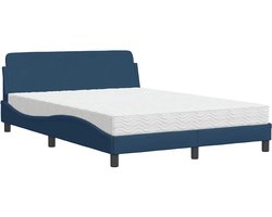 vidaXL - Bed - met - matras - "Dover" - stof - blauw - 120x200 - cm
