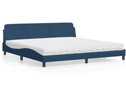 vidaXL - Bed - met - matras - "Dover" - stof - blauw - 200x200 - cm
