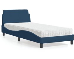 vidaXL - Bed - met - matras - "Dover" - stof - blauw - 90x190 - cm