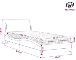 vidaXL - Bed - met - matras - "Dover" - stof - blauw - 90x200 - cm