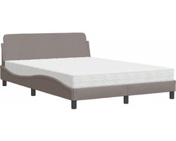 vidaXL - Bed - met - matras - "Dover" - stof - taupe - 120x200 - cm