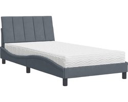 vidaXL - Bed - met - matras - "Hanko" - fluweel - donkergrijs - 100x200 - cm