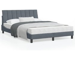vidaXL - Bed - met - matras - "Hanko" - fluweel - donkergrijs - 120x200 - cm