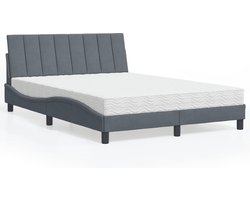 vidaXL - Bed - met - matras - "Hanko" - fluweel - donkergrijs - 140x190 - cm