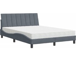 vidaXL - Bed - met - matras - "Hanko" - fluweel - donkergrijs - 140x200 - cm
