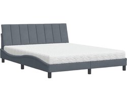 vidaXL - Bed - met - matras - "Hanko" - fluweel - donkergrijs - 160x200 - cm