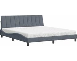 vidaXL - Bed - met - matras - "Hanko" - fluweel - donkergrijs - 180x200 - cm
