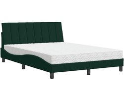vidaXL - Bed - met - matras - "Hanko" - fluweel - donkergroen - 120x200 - cm